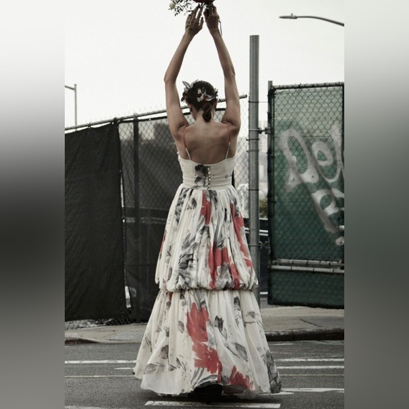 NWOT Anthropologie x BHLDN Beth Bowley Neela Silk Tiered wedding floral Dress 8